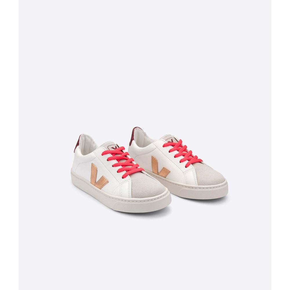 Veja ESPLAR LEATHER Sneakers Kinderen Gold/Red/White | NL 810OKI